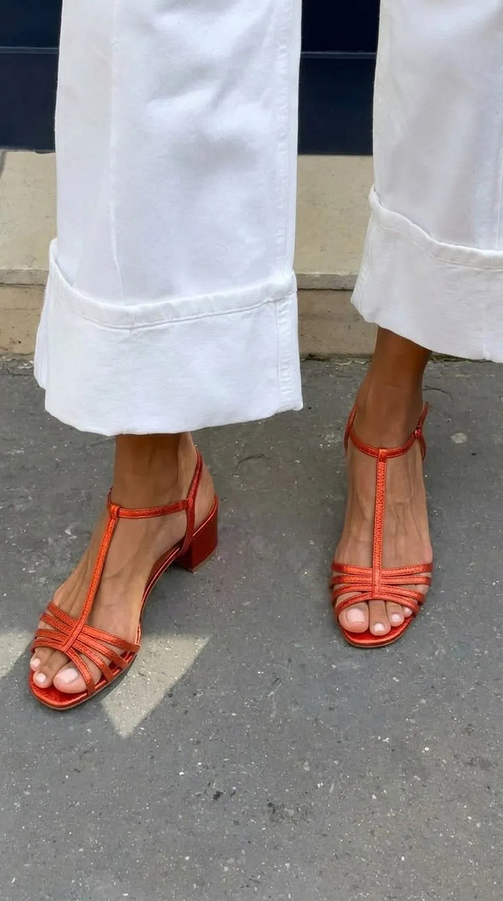 Women's Block Heels Sandals with Adjustable Strap