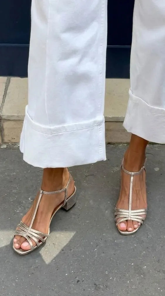 Women's Block Heels Sandals with Adjustable Strap