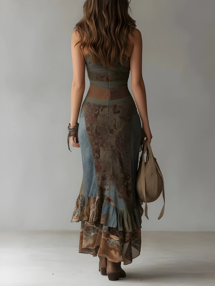 Women's Elegant Maxi Dress with One Shoulder and Ruffles