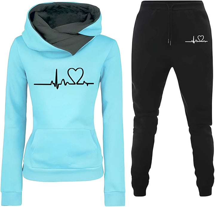 Women’s Casual Hoodie with Trousers Set and Long Sleeves