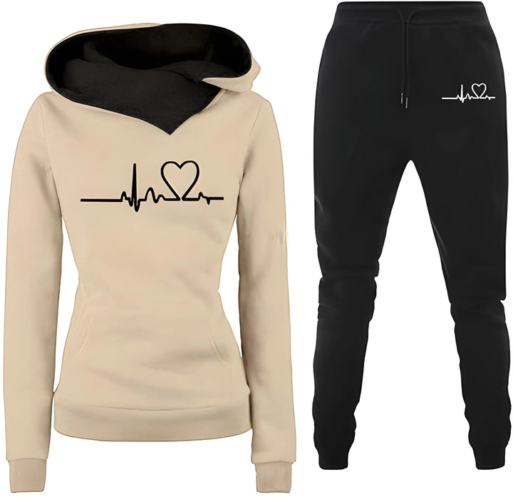 Women’s Casual Hoodie with Trousers Set and Long Sleeves