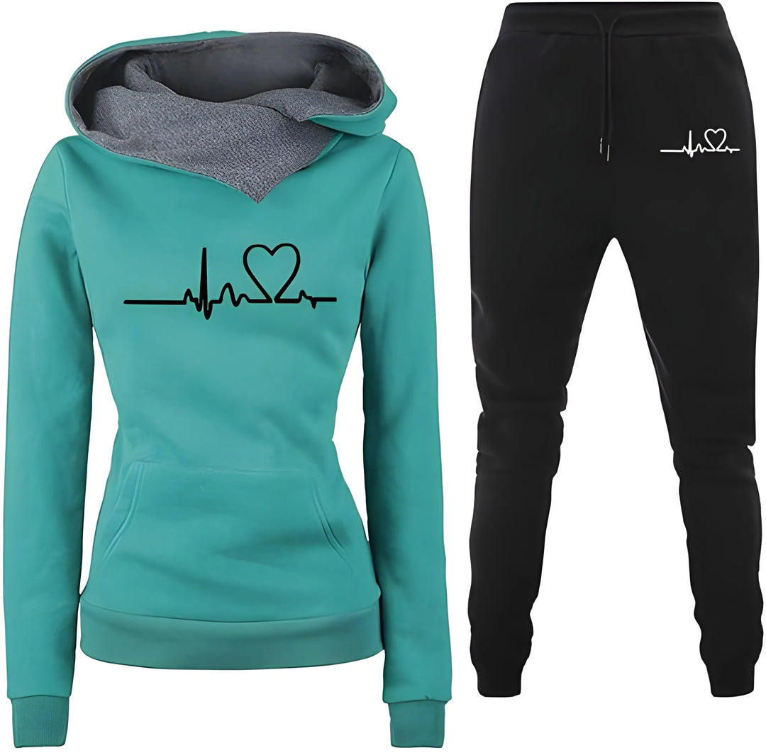 Women’s Casual Hoodie with Trousers Set and Long Sleeves
