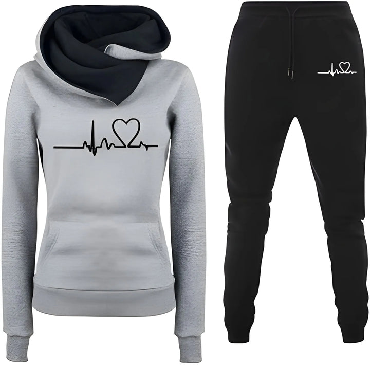 Women’s Casual Hoodie with Trousers Set and Long Sleeves