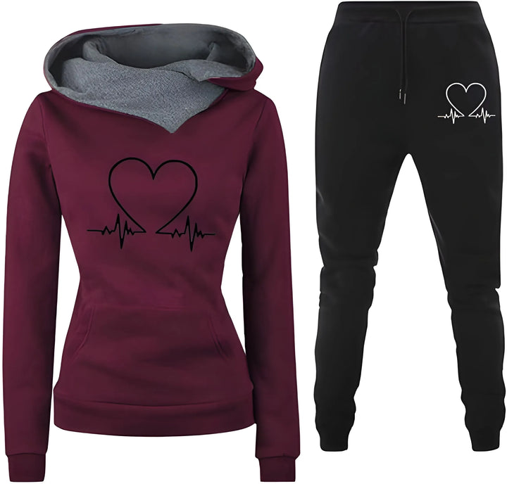 Women’s Casual Hoodie with Trousers Set and Long Sleeves