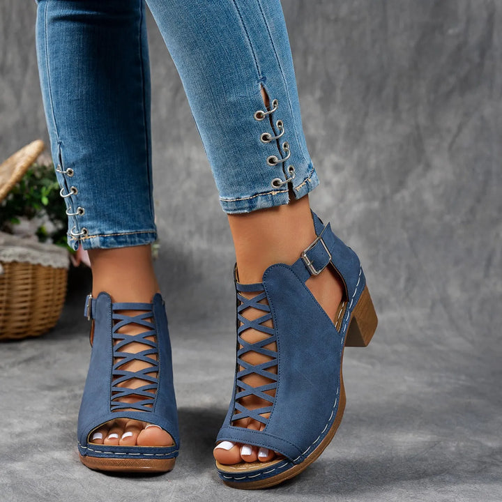 Women's Chunky Block Heel Sandals with Adjustable Strap