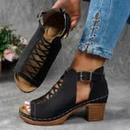 Women's Chunky Block Heel Sandals with Adjustable Strap