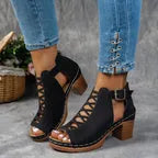 Women's Chunky Block Heel Sandals with Adjustable Strap