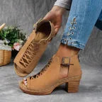 Women's Chunky Block Heel Sandals with Adjustable Strap