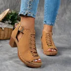Women's Chunky Block Heel Sandals with Adjustable Strap