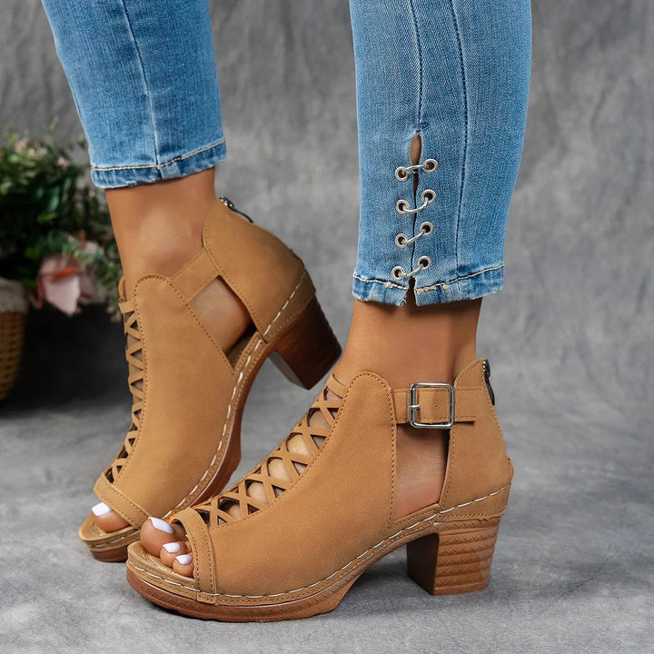 Women's Chunky Block Heel Sandals with Adjustable Strap