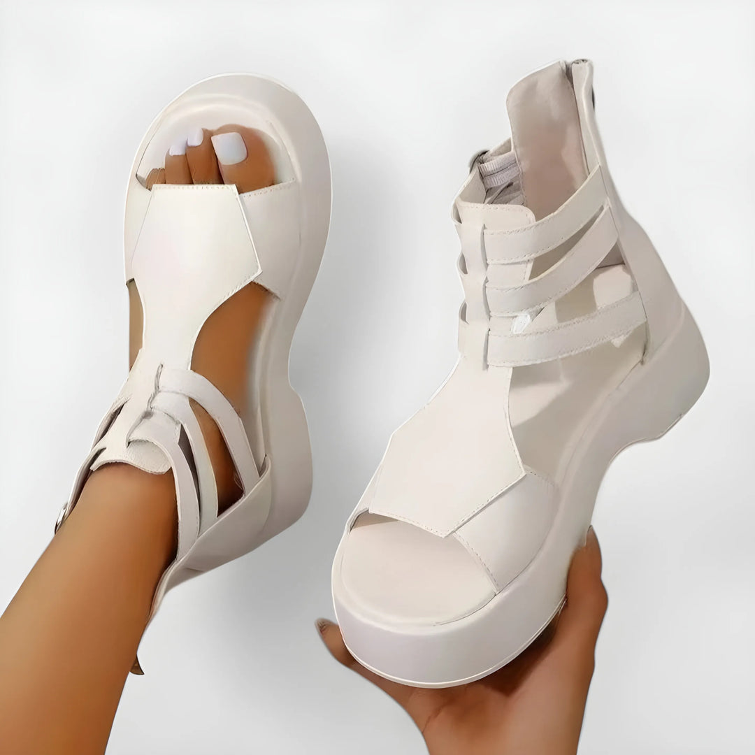 Women's Chunky Platform Sandals with Back Zip