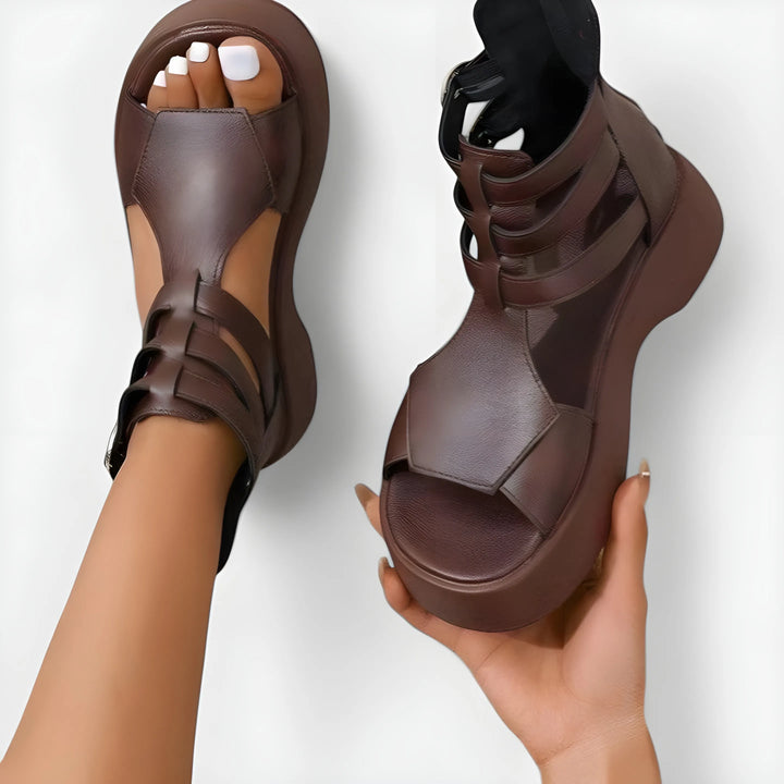 Women's Chunky Platform Sandals with Back Zip