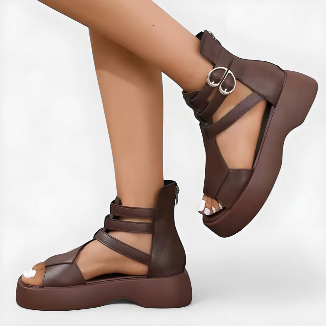 Women's Chunky Platform Sandals with Back Zip