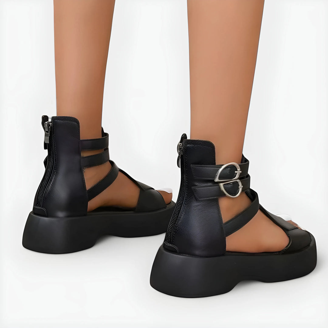 Women's Chunky Platform Sandals with Back Zip
