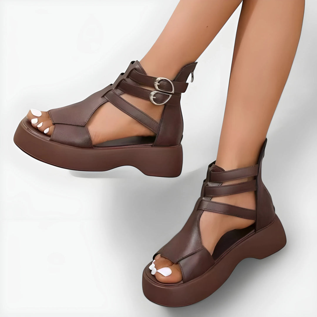 Women's Chunky Platform Sandals with Back Zip