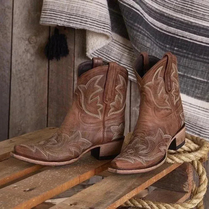 Women's Comfy Ankle Cowboy Boots with Non Slip Sole
