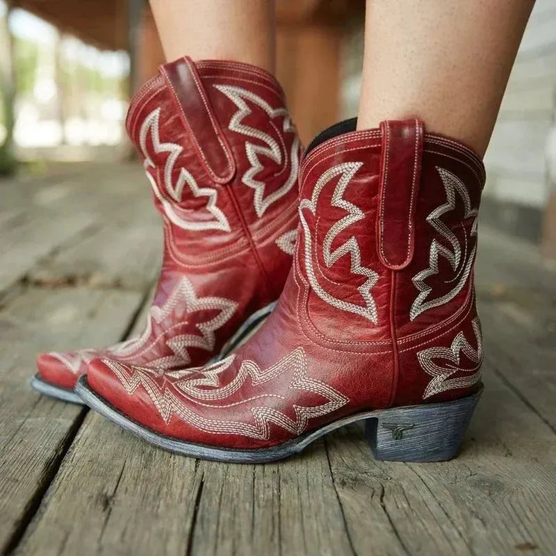 Women's Comfy Ankle Cowboy Boots with Non Slip Sole