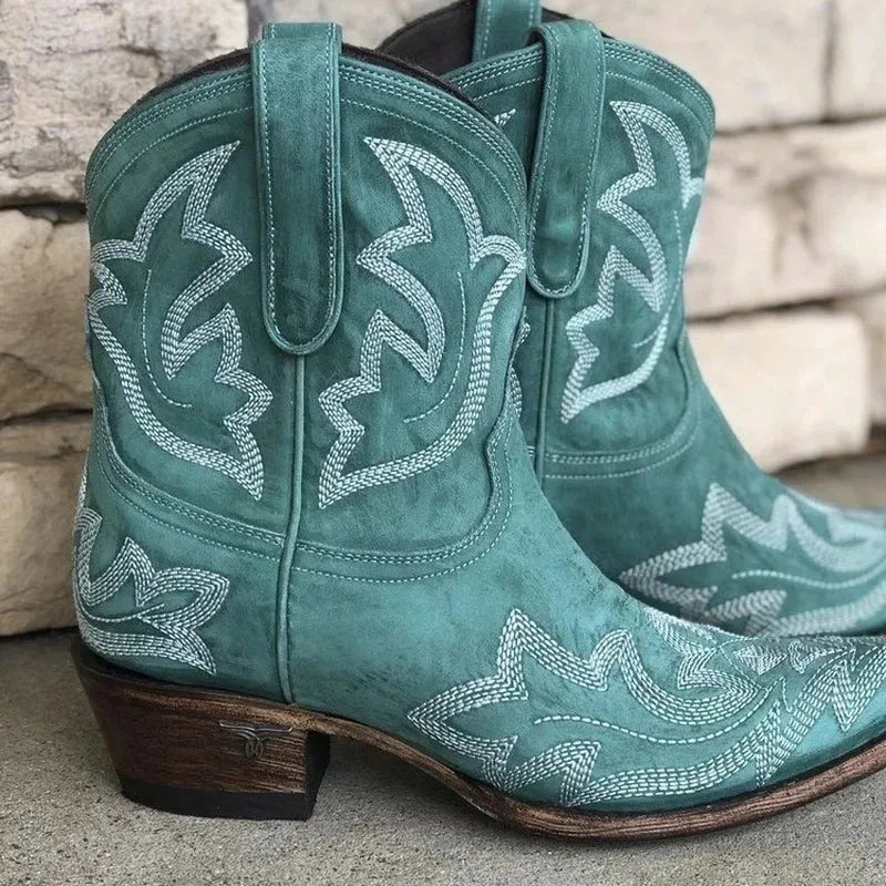 Women's Comfy Ankle Cowboy Boots with Non Slip Sole