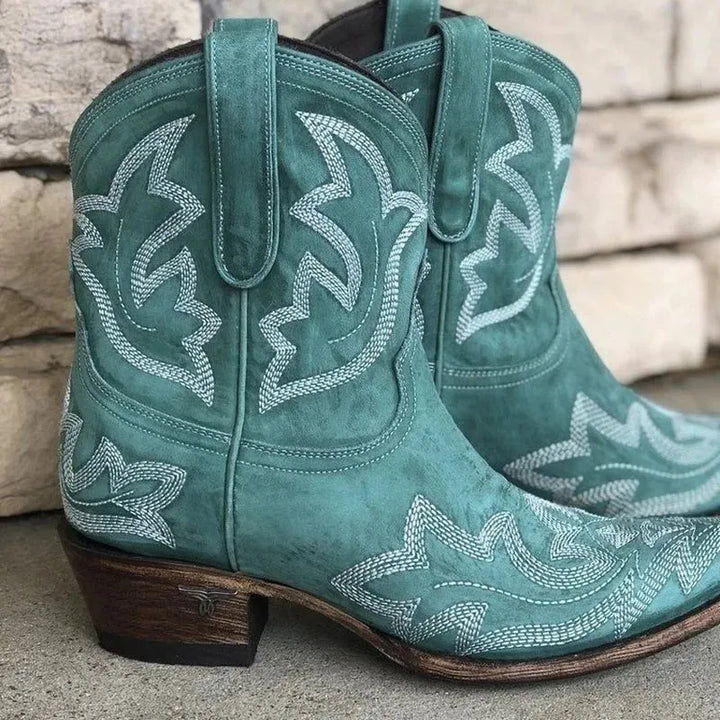 Women's Comfy Ankle Cowboy Boots with Non Slip Sole