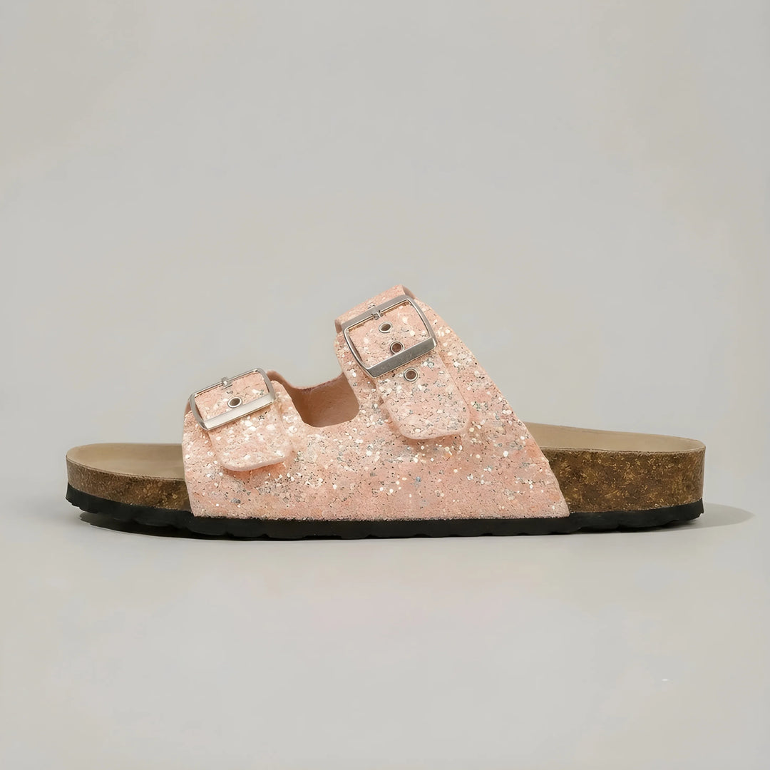 Women's Comfy Flat Sandals with Double Buckle Straps