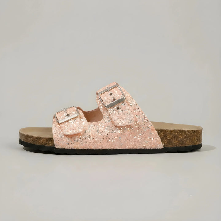 Women's Comfy Flat Sandals with Double Buckle Straps