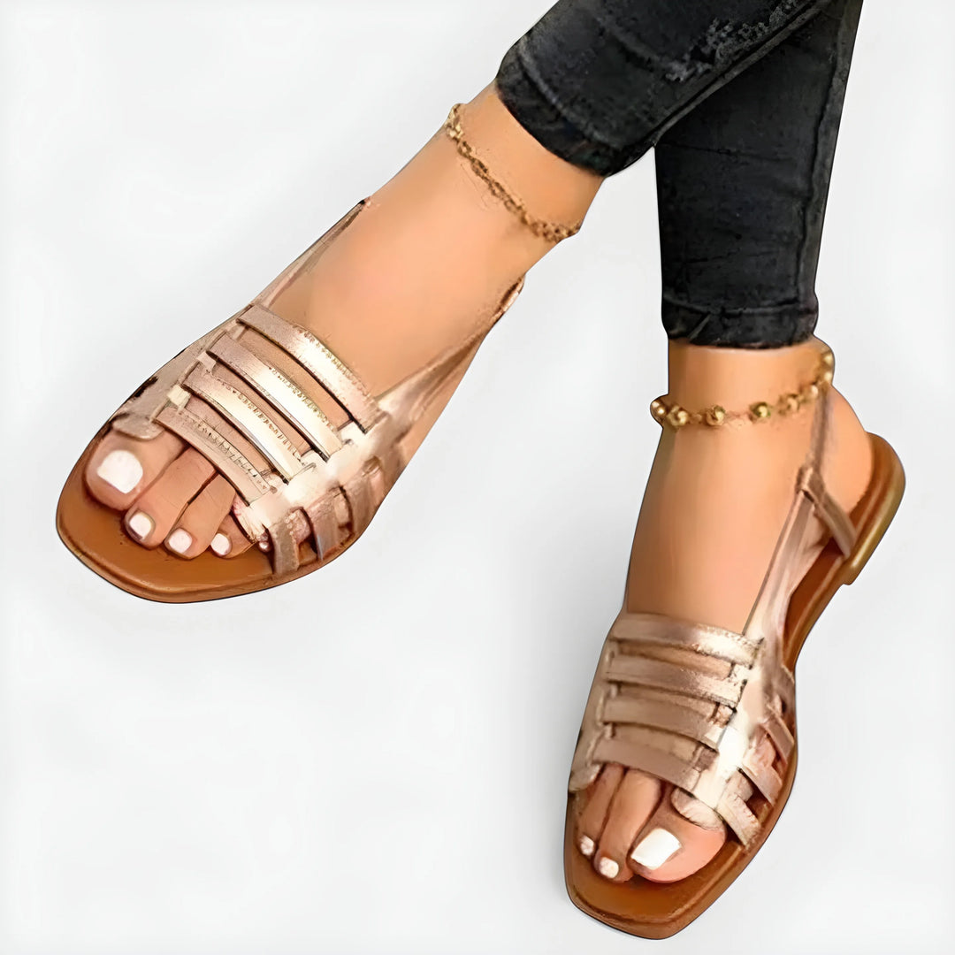 Women's Comfy Flat Sandals with Slingback Strap