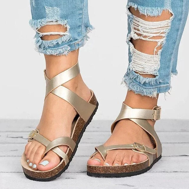 Women's Comfy Flat Strappy Sandals with Adjustable Strap
