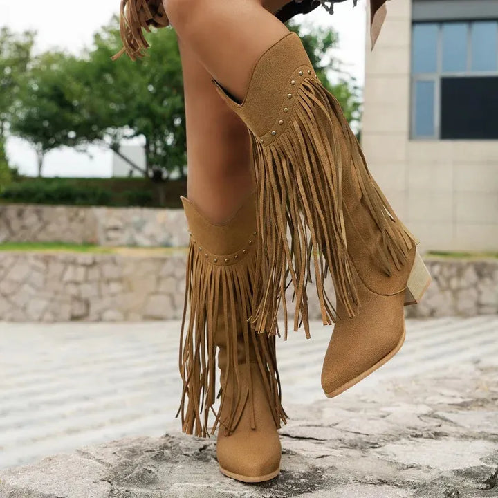 Women's Comfy Heeled Cowboy Boots with Cushioned Insole