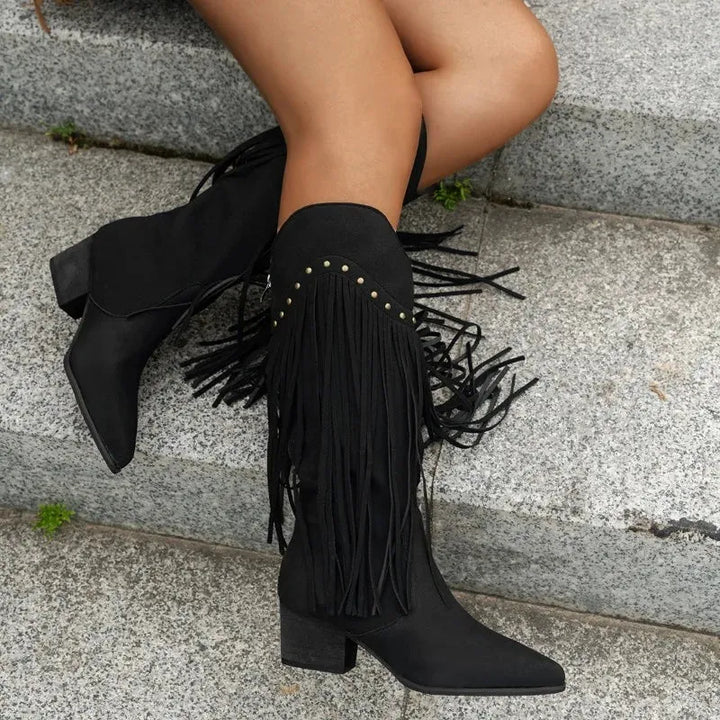 Women's Comfy Heeled Cowboy Boots with Cushioned Insole