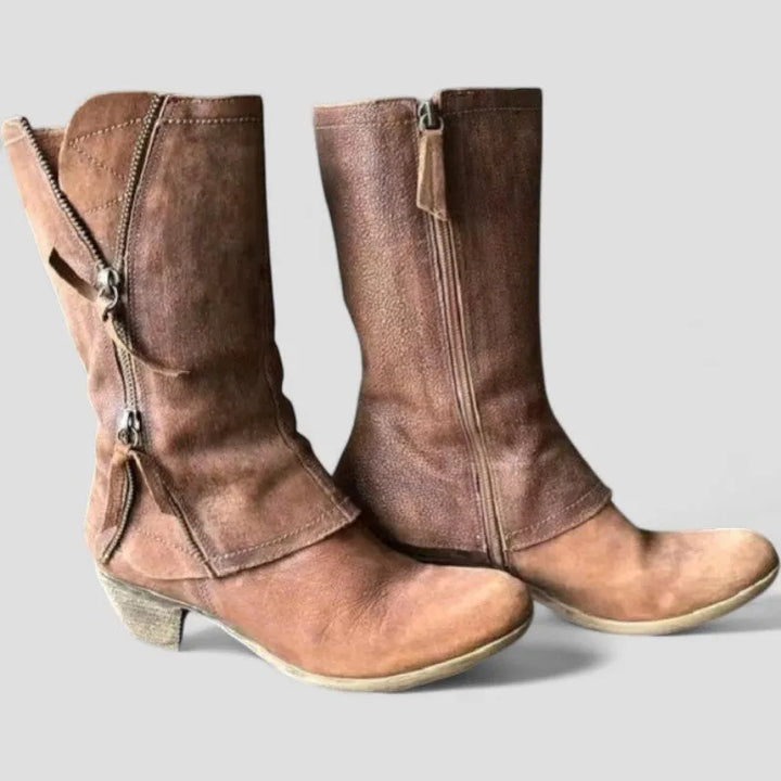 Women's Comfy Heeled Cowboy Boots with Lightweight Sole