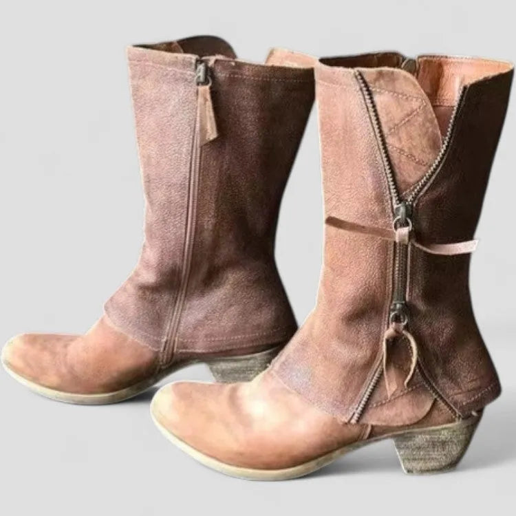 Women's Comfy Heeled Cowboy Boots with Lightweight Sole