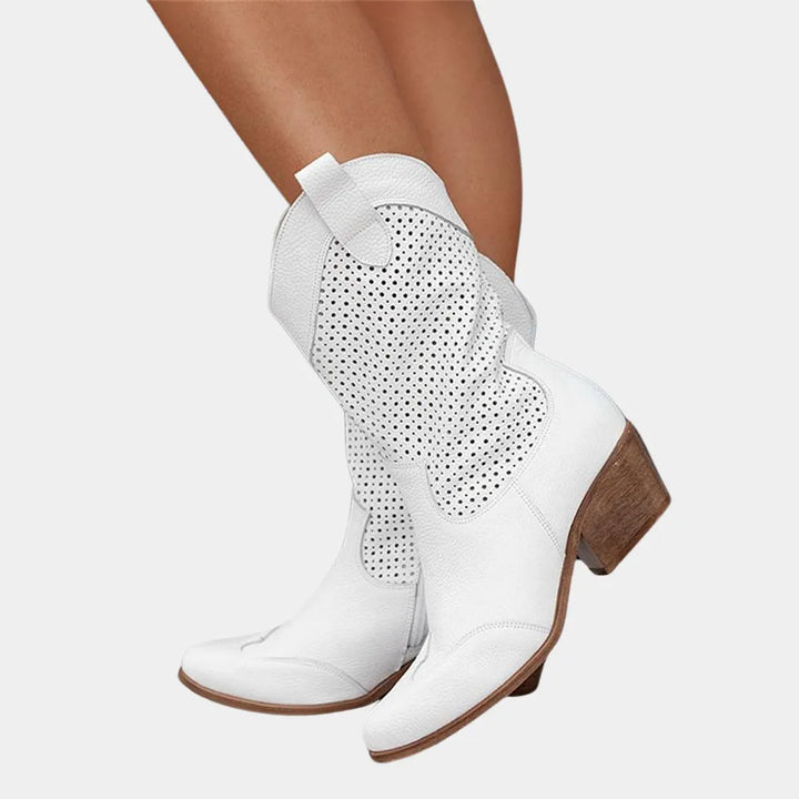 Women's Comfy Heeled Cowboy Boots with Side Zip
