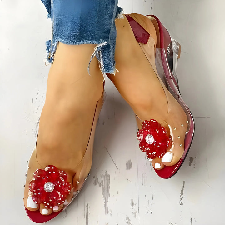 Women's Comfy Heeled Sandals with Slingback Strap