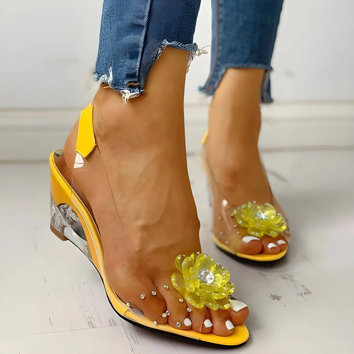 Women's Comfy Heeled Sandals with Slingback Strap