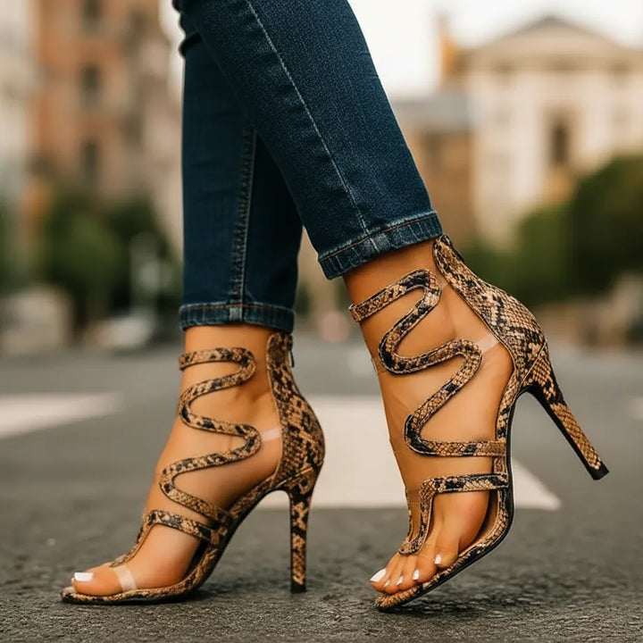 Women's Comfy High Heel Sandals with Padded Footbed