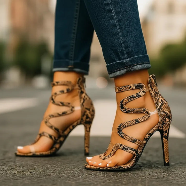 Women's Comfy High Heel Sandals with Padded Footbed