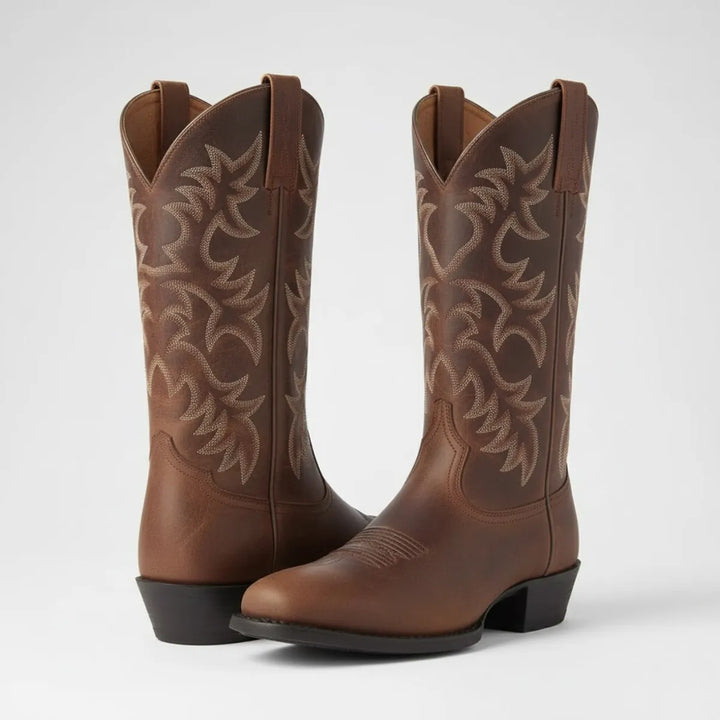 Women's Comfy Knee High Cowboy Boots with Side Zip