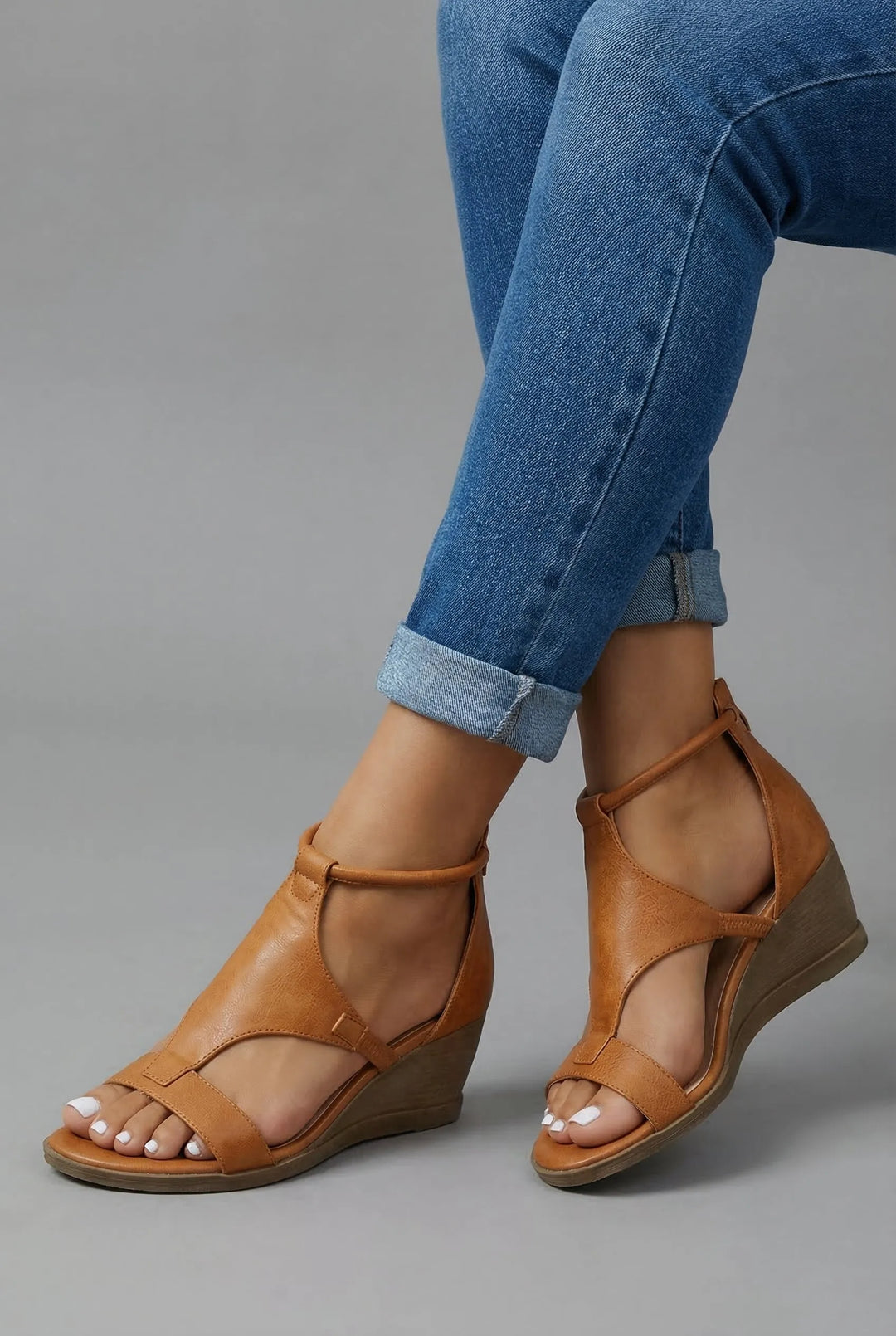 Women's Comfy Strappy Heeled Sandals with Non-Slip Sole