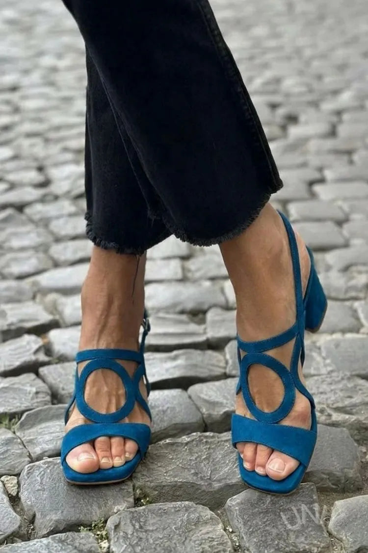 Women's Comfy Strappy Sandals with Block Heel