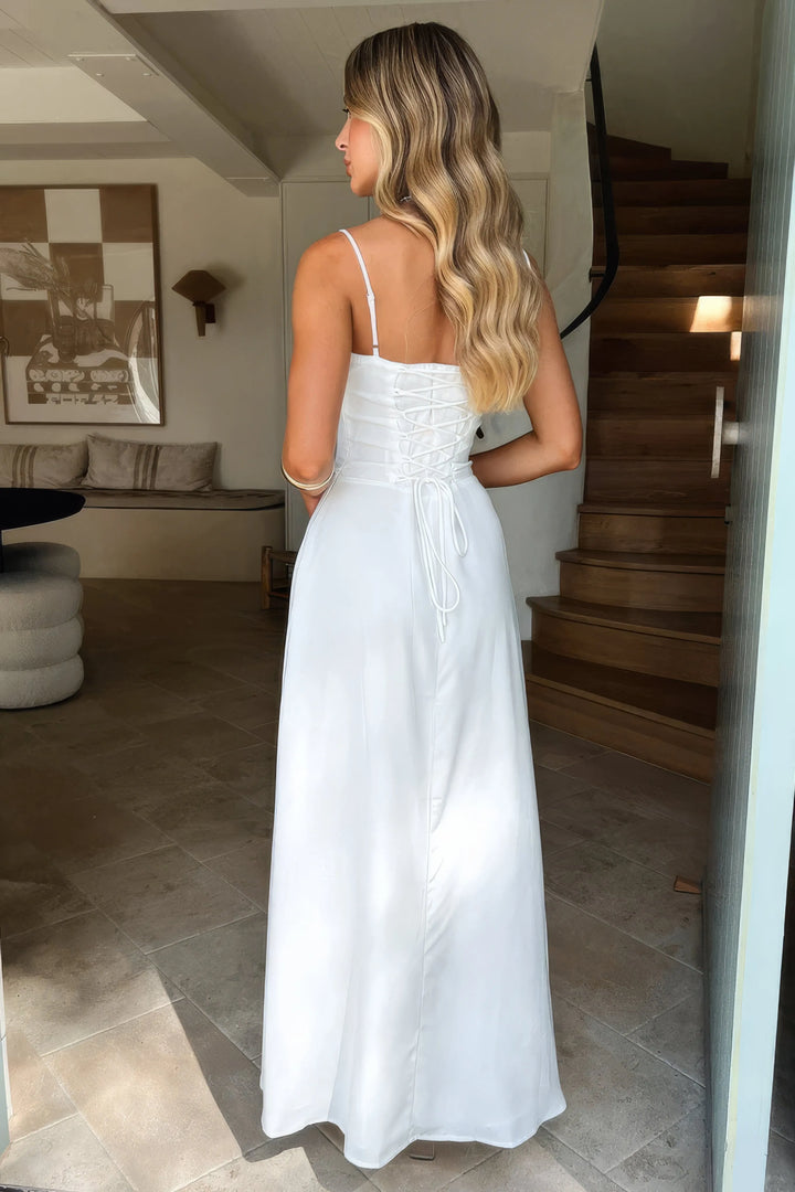 Women's Elegant Holiday Maxi Dress with Pleated Bodice