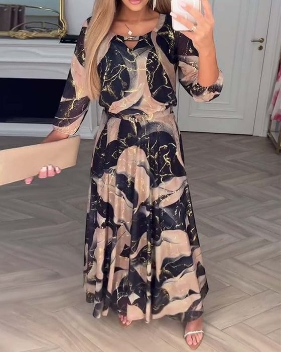 Women's Elegant Maxi Dress with Long Sleeves