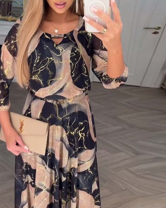 Women's Elegant Maxi Dress with Long Sleeves