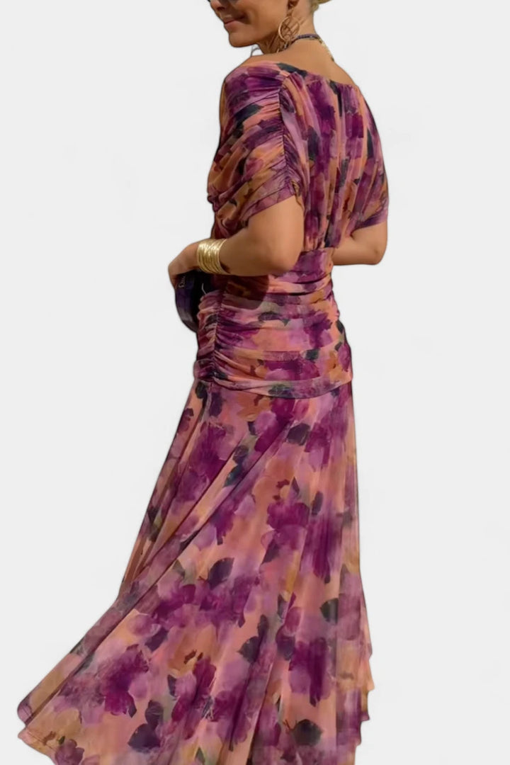 Women's Elegant Wedding Guest Maxi Dress with Off Shoulder