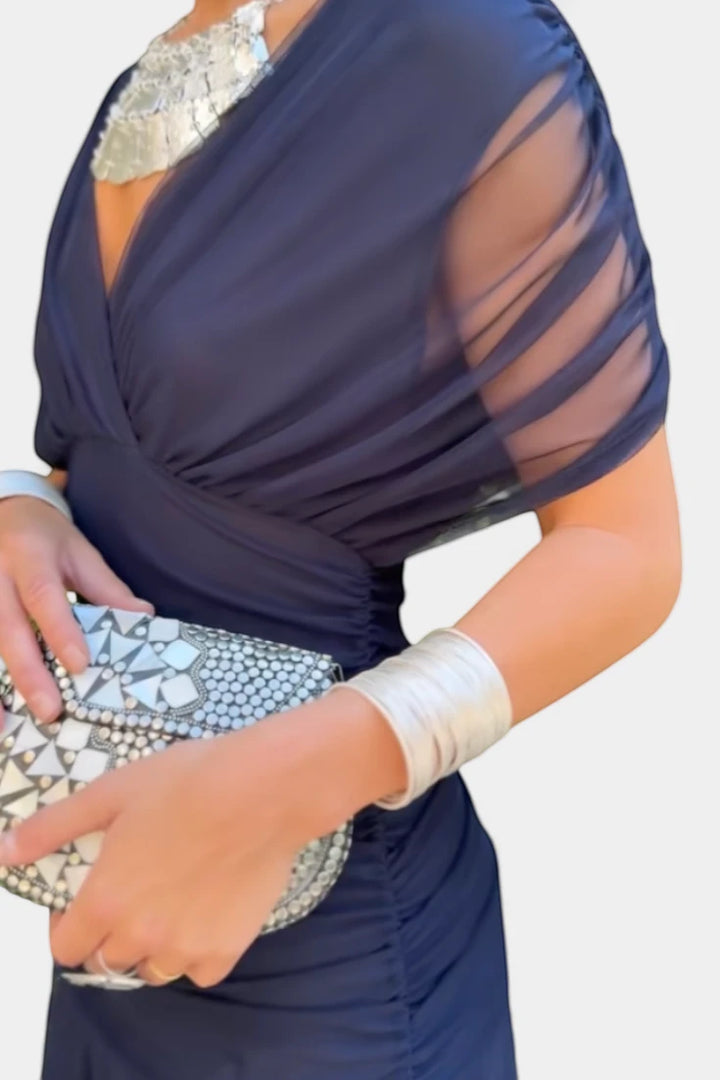 Women's Elegant Wedding Guest Maxi Dress with Off Shoulder