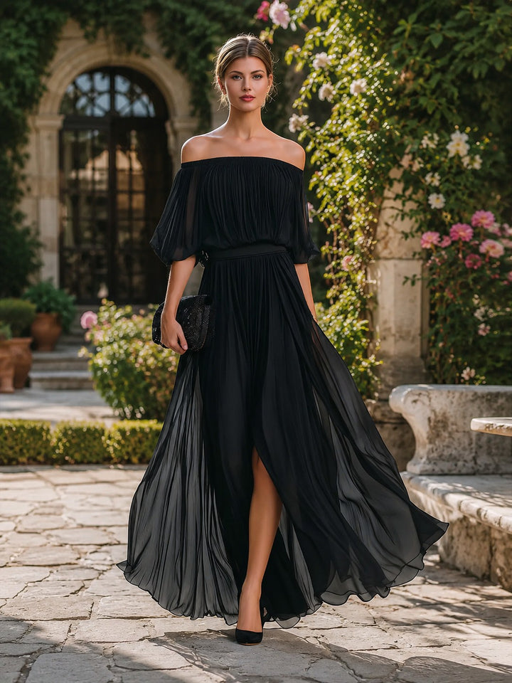 Women's Formal Elegant Maxi Dress with Puff Sleeve