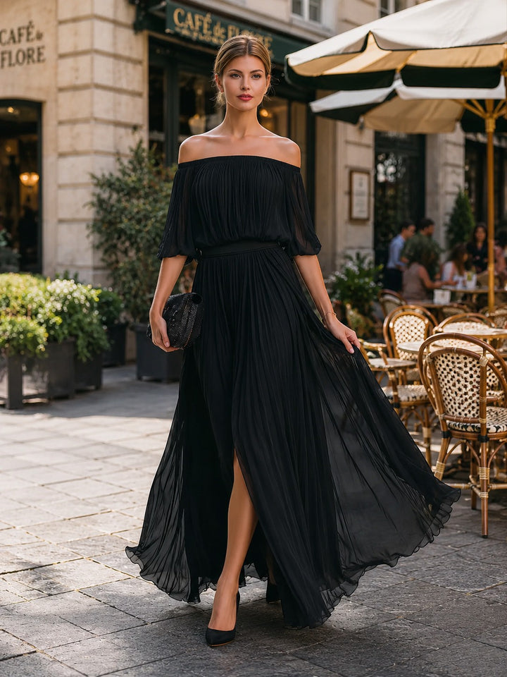 Women's Formal Elegant Maxi Dress with Puff Sleeve