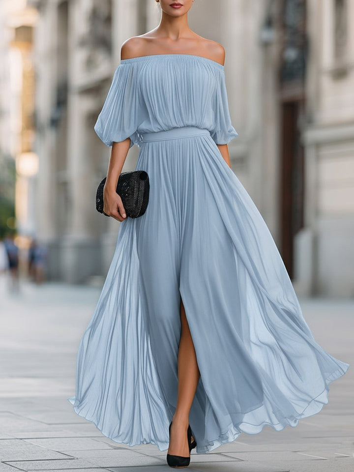 Women's Formal Elegant Maxi Dress with Puff Sleeve