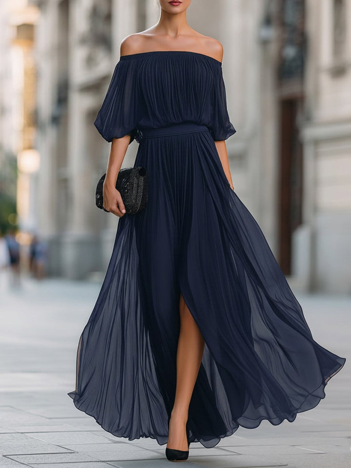 Women's Formal Elegant Maxi Dress with Puff Sleeve