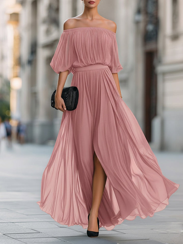 Women's Formal Elegant Maxi Dress with Puff Sleeve