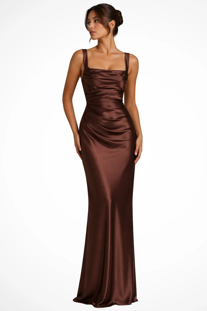 Women's Elegant Party Maxi Dress with Square Neck